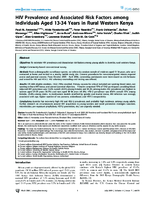 HIV Prevalence and Associated Risk Factors among Individuals Aged 1334 Years in Rural Western Kenya