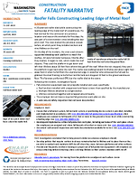 Construction Fatality Narrative Roofer Falls Constructing Leading Edge of Metal Roof 2023