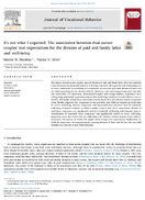 Its not what I expected the association between dualearner couples met expectations for the division of paid and family labor and wellbeing