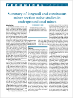 Summary of longwall and continuous miner section noise studies in underground coal mines