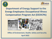 Department of Energy Support to the Energy Employees Occupational Illness Compensation Program Act EEOICPA