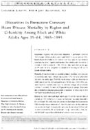 Disparities in premature coronary heart disease mortality by region and urbanicity among black and white adults ages 3564 19851995
