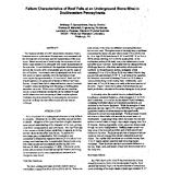 Failure Characteristics of Roof Falls at an Underground Stone Mine in Southwestern Pennsylvania