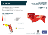 FL Congressional District 02 Heart Disease and Federally Qualified Health Centers Map 118th Congress