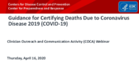 Guidance for certifying deaths due to coronavirus disease 2019 COVID19