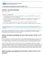 Coronavirus Disease 2019 COVID19 COVID19 and Animals June 22 2020