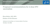 Proposed recommendations for 2dose HPV vaccination
