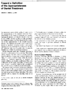 Toward A Definition Of The Appropriateness Of Dental Treatment