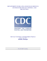 Advisory Committee on Immunization Practices record of the proceedings  October 2425 2007 Atlanta Georgia