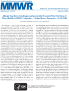 Allergic Reactions Including Anaphylaxis After Receipt of the First Dose of PfizerBioNTech COVID19 Vaccine  United States December 1423 2020