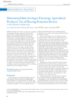 Motivational Interviewing to Encourage Agricultural Producers Use of Hearing Protection Devices A MixedMethod Feasibility Study