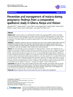 Prevention and management of malaria during pregnancy findings from a comparative qualitative study in Ghana Kenya and Malawi