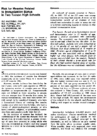 Risk for measles related to immunization status in two Tucson high schools