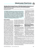 The role of environmental factors in medically unexplained symptoms and related syndromes conference summary and recommendations