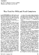 Wax used for milk and food containers