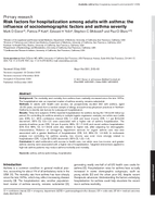 Risk Factors for Hospitalization Among Adults with Asthma The Influence of Sociodemographic Factors and Asthma Severity