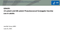 GRADE 15valent and 20valent Pneumococcal Conjugate Vaccine use in adults