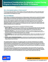Operational Considerations for Adapting a Contact Tracing Program to Respond to the COVID19 Pandemic