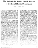 The role of the mental health service in the local health department