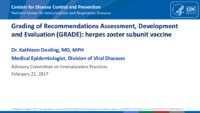 Grading of Recommendations Assessment Development and Evaluation GRADE  herpes zoster subunit vaccine