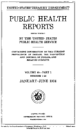 Public Health Reports  v 49 part I numbers 126 JanuaryJune 1934  Index
