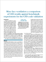 Mine face ventilation a comparison of CFD results against benchmark experiments for the CFD code validation