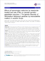 Effects of transmission reduction by insecticidetreated bed nets ITNs on parasite genetics population structure I The genetic diversity of Plasmodium falciparum parasites by microsatellite markers in western Kenya