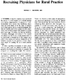 Recruiting physicians for rural practice