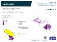 MI Congressional District 01 Stroke and Federally Qualified Health Centers Map 118th Congress