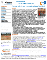 Construction Fatality Narrative Foreman Falls 17 Feet from Leading Edge of Roof Deck