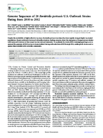 Genome Sequences of 28 Bordetella pertussis US Outbreak Strains Dating from 2010 to 2012