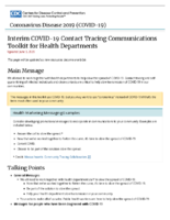 Interim COVID19 contact tracing communications toolkit for health departments June 3 2020