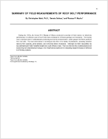 Summary of Field Measurements of Roof Bolt Performance 2000