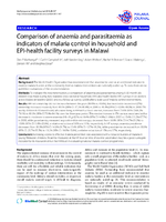 Comparison of anaemia and parasitaemia as indicators of malaria control in household and EPIhealth facility surveys in Malawi
