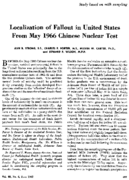 Localization Of Fallout In US From May 1966 Chinese Nuclear Test