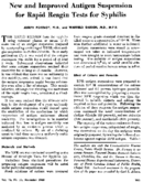 New and improved antigen suspension for rapid reagin tests for syphilis