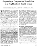 Organizing A Program For Dental Care In A Neighborhood Health Center