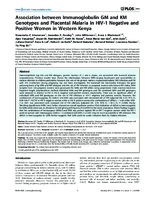 Association between Immunoglobulin GM and KM Genotypes and Placental Malaria in HIV1 Negative and Positive Women in Western Kenya
