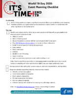 Its time  end TB  World TB Day 2020 event planning checklist
