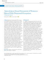 Antecedents to Sexual Harassment of Women in Selected MaleDominated Occupations A Systematic Review