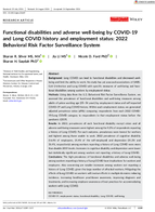 Functional Disabilities and Adverse WellBeing by COVID19 and Long COVID History and Employment Status 2022 Behavioral Risk Factor Surveillance System