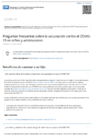 Preguntas frecuentes sobre la vacunacin contra el COVID19 en nios y adolescentes