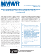 Advisory Committee on Immunization Practices Recommended Immunization Schedule for Children and Adolescents Aged 18 Years or Younger  United States 2021