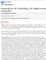 Transcript for CDC telebriefing CDC update on novel coronavirus press briefing transcript Wednesday February 12 2020