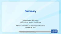 Summary ACIP Anthrax Vaccine Work Group