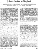Q fever studies in Maryland