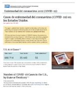 Enfermedad del coronavirus 2019 COVID19 Casos en los EE UU actualizado el 18 de abril de 2020