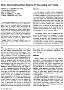 Where Injecting Drug Users Receive HIV Counseling And Testing