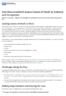 New data available Assess causes of death by industry and occupation