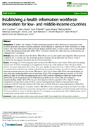 Establishing a health information workforce innovation for low and middleincome countries